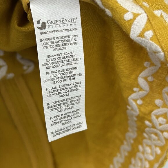 Boden Womens 10R Laura 100% Linen Embroidered Shift Dress in Tuscan Sun Yellow - Picture 8 of 16